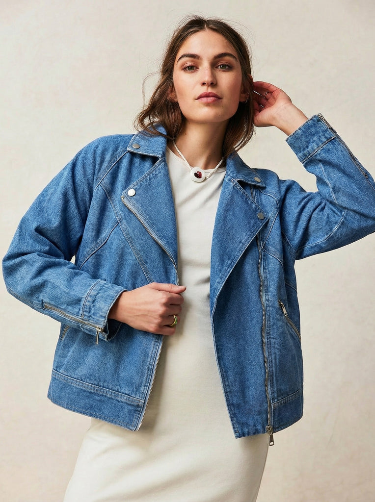 Women Washed Blue Denim Jacket