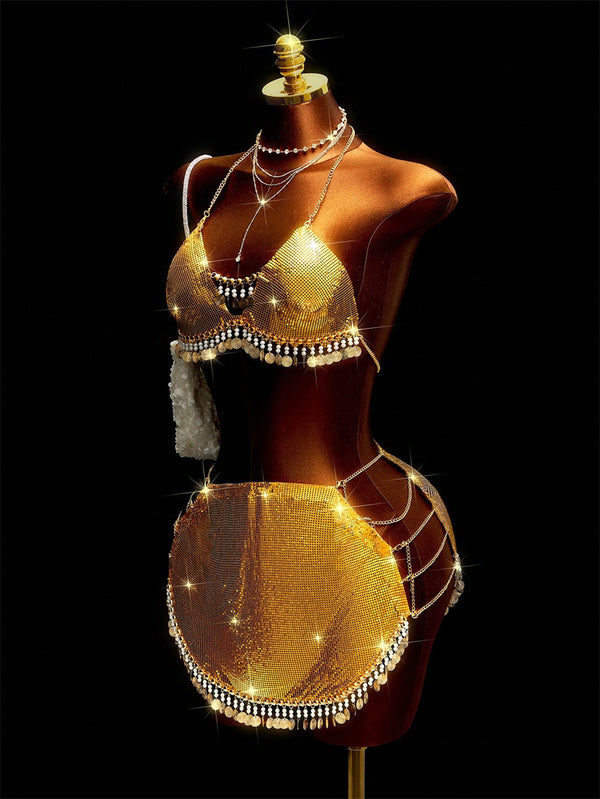 Sequin Star Tassel Body Chain Accessory