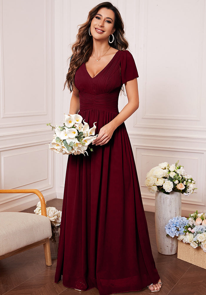 Women V-Neck Prom Bridesmaid Dress