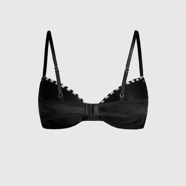Women Lace Bra Underwire Musical Note Striped Bra