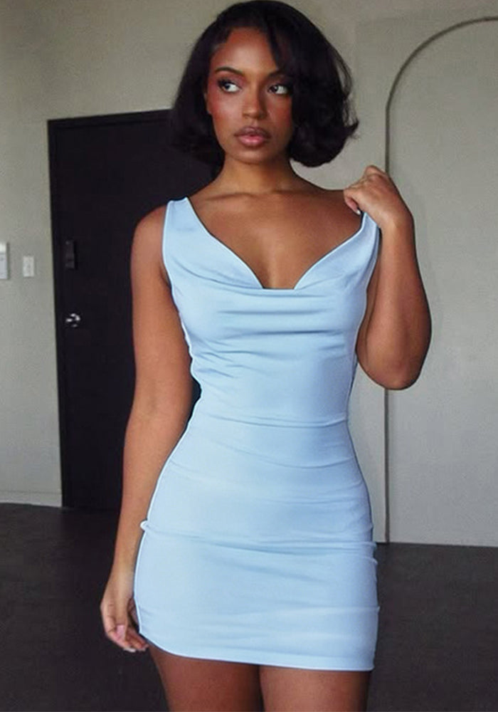 Low-Back Chain-Trim Sleeveless Dress for Summer Outings