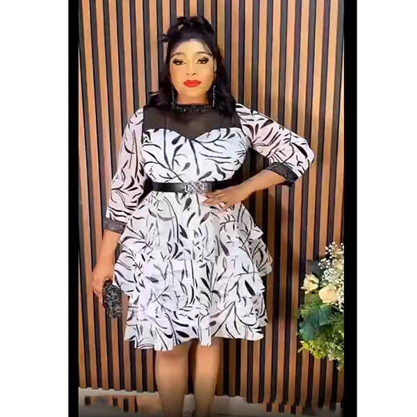 Plus Size Belted Cascading Ruffles Dress for Formal Events