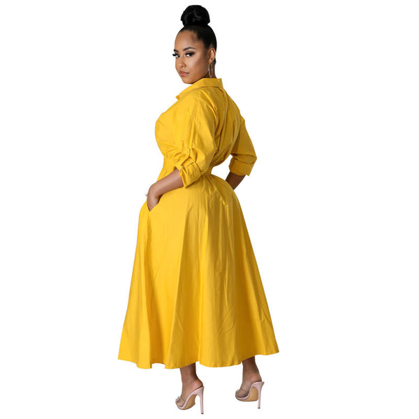 Plus Size Long Sleeve Solid Color Shirt for Casual Wear