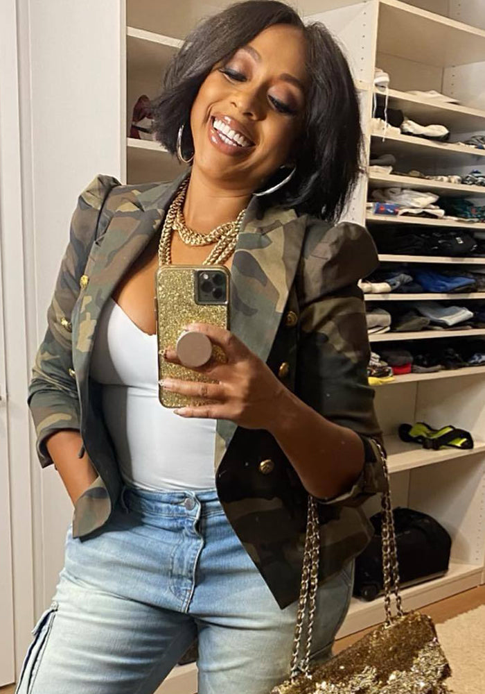 Camouflage Print Blazer Coat for Casual Wear