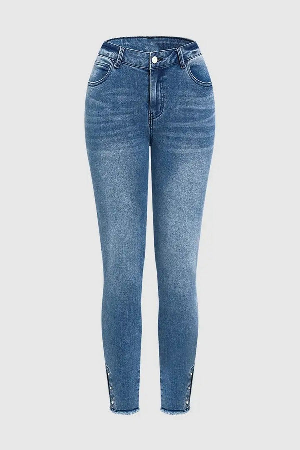 Women Stretchy Washed Denim Pant