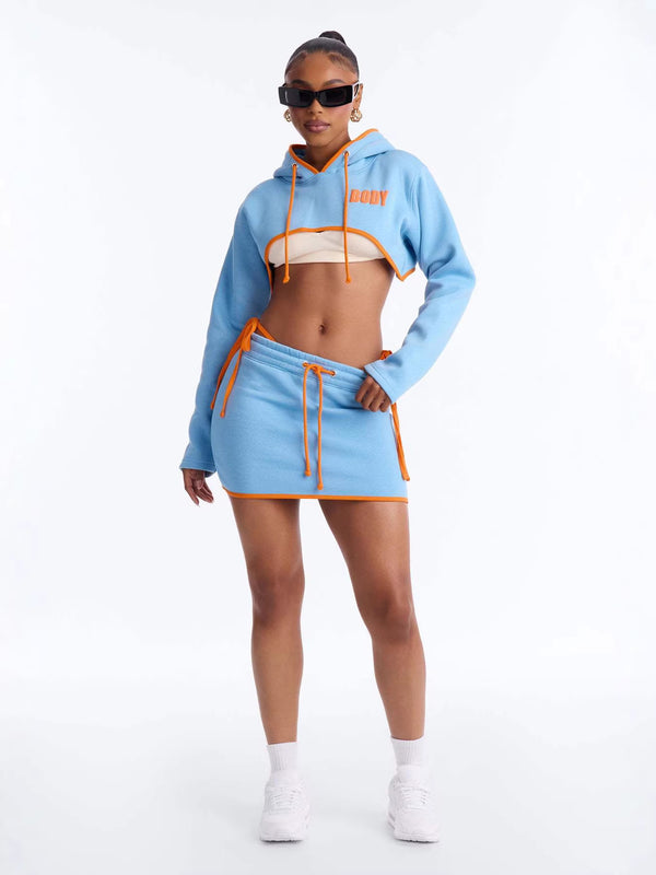 Printed Crop Hoodie & Skirt Three-Piece Set for Spring Activewear