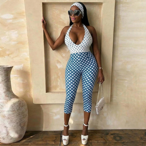 Black & White Polka Dot Jumpsuit for Evening & Party Wear