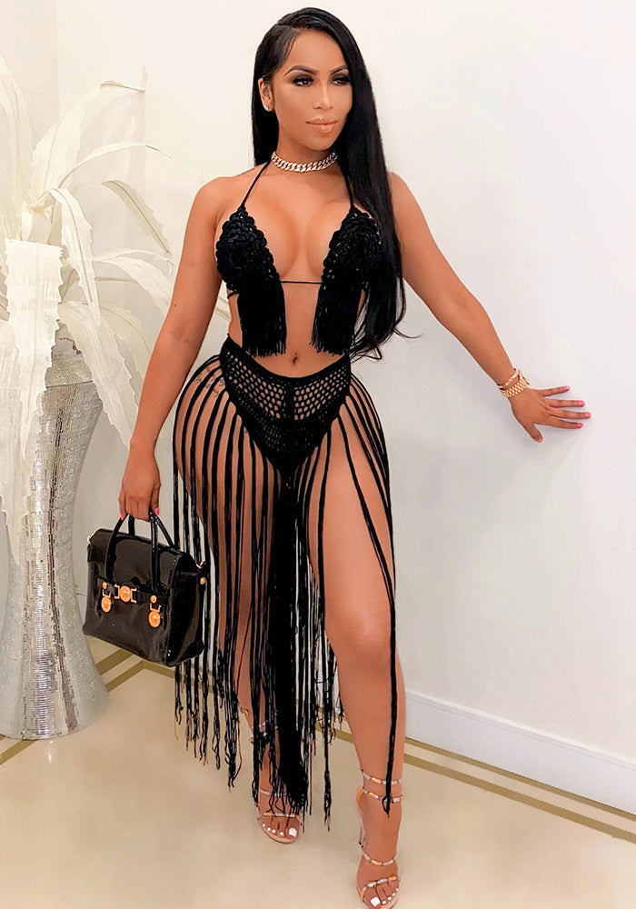 Women's Fashion Sexy Knitting Crochet Beachwear Set