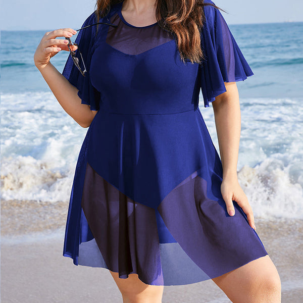 Plus Size One-Piece Swimsuit for Holiday Beachwear