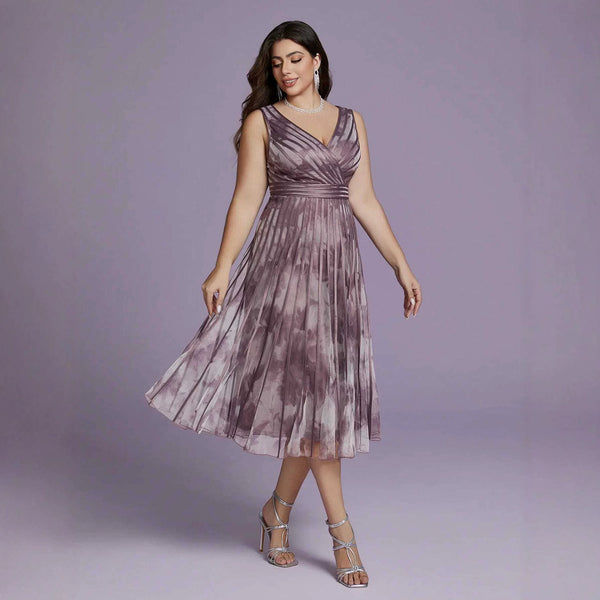 Plus Size Deep V Sleeveless Slim Fit Formal Party Dress