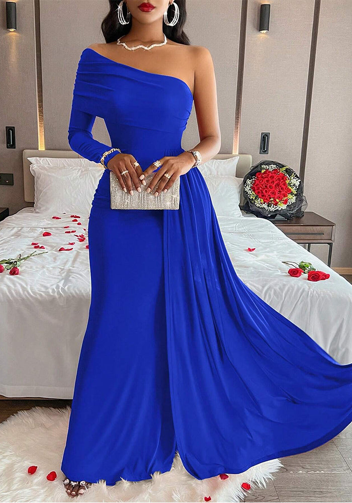 Women Slash Shoulder Maxi Dress