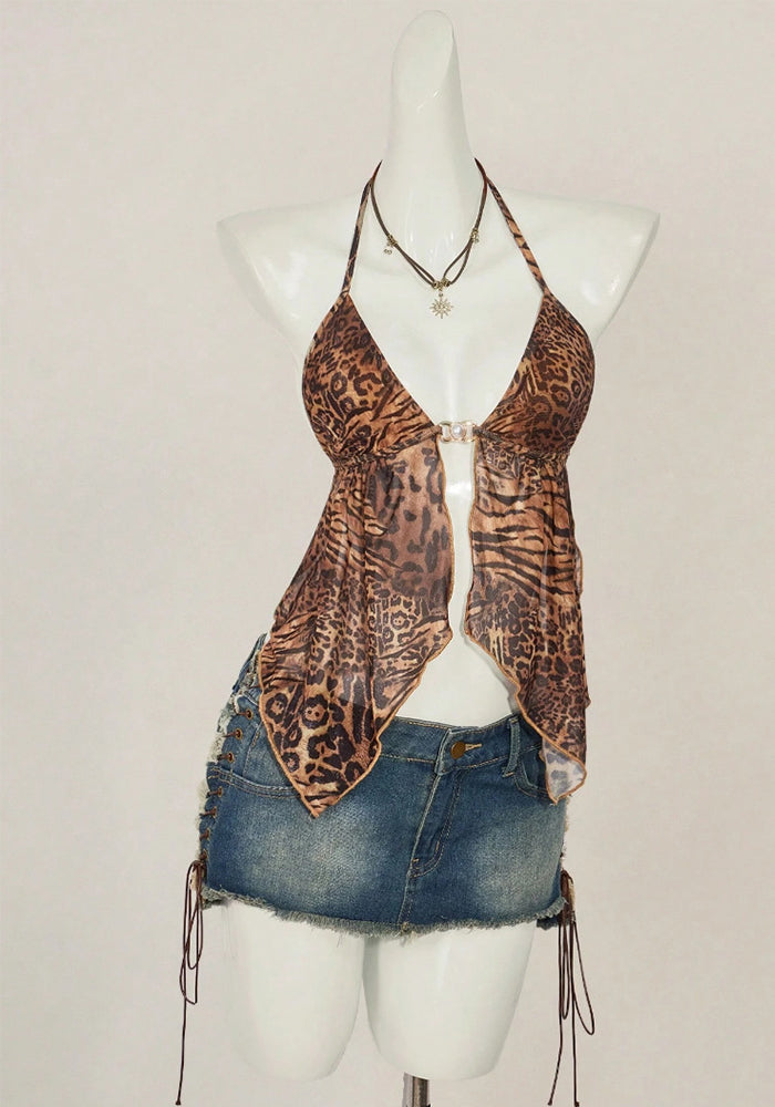 Women's Printed Halter Neck Summer Top