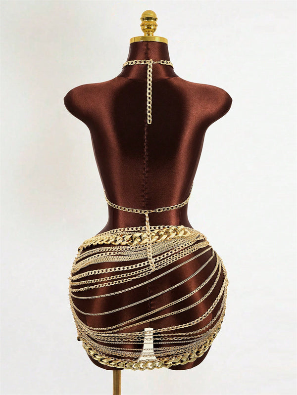 Pearl Embellished Vest Bra Chain Top for Festivals & Parties