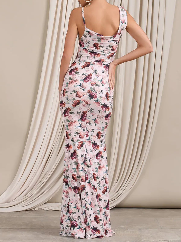Women's Summer Floral Print Strap Slim Fit Dress