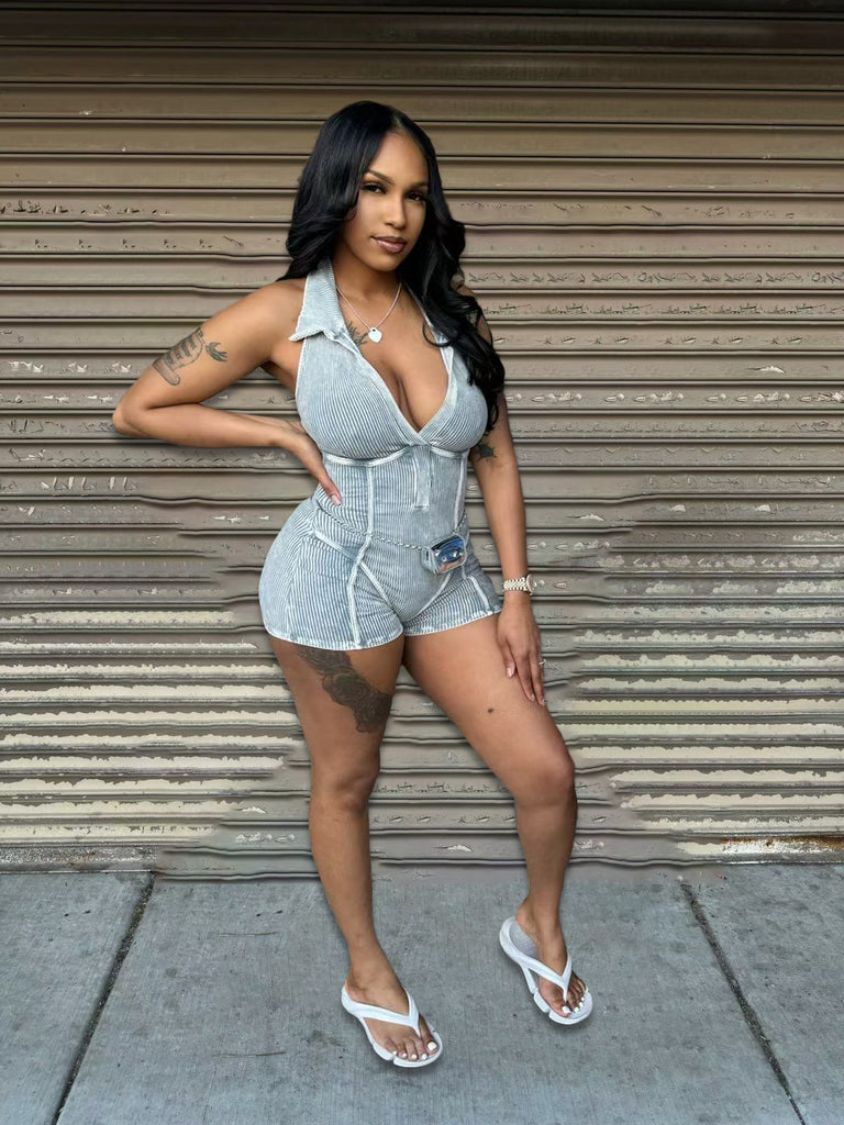 Feminine Casual Backless Halter Neck Jumpsuit
