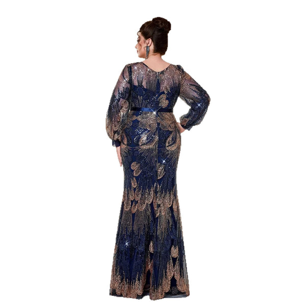 Long-Sleeved Round Neck Mermaid Dress for Formal Parties