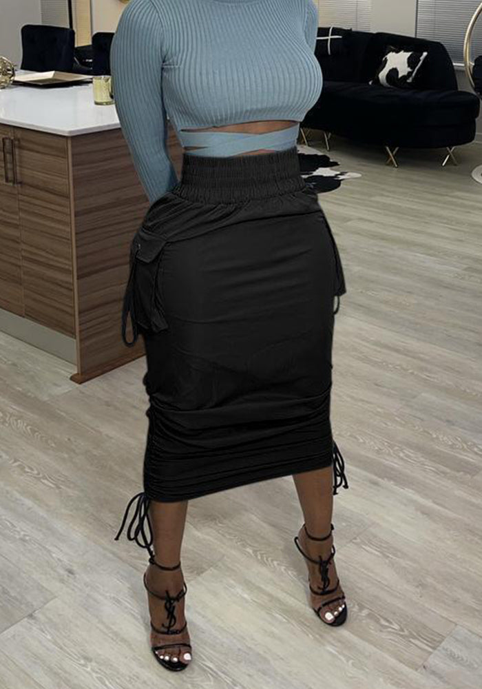 Solid Drawstring Skirt for Everyday Casual Wear