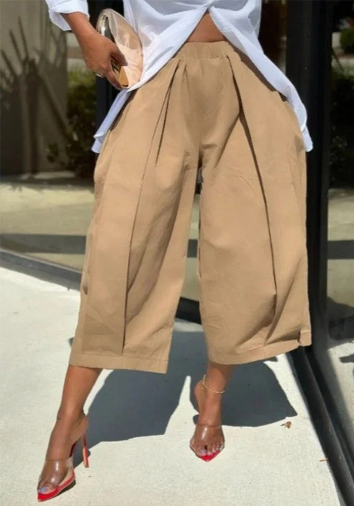 Casual Solid Wide Leg Pants