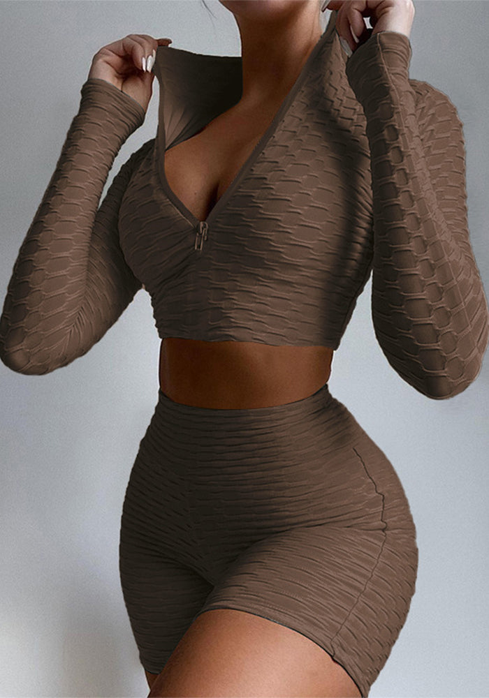 Long Sleeve Top & Shorts Two-Piece Set