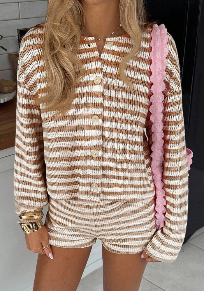 Striped Top and Shorts Two-Piece Set for Spring & Summer
