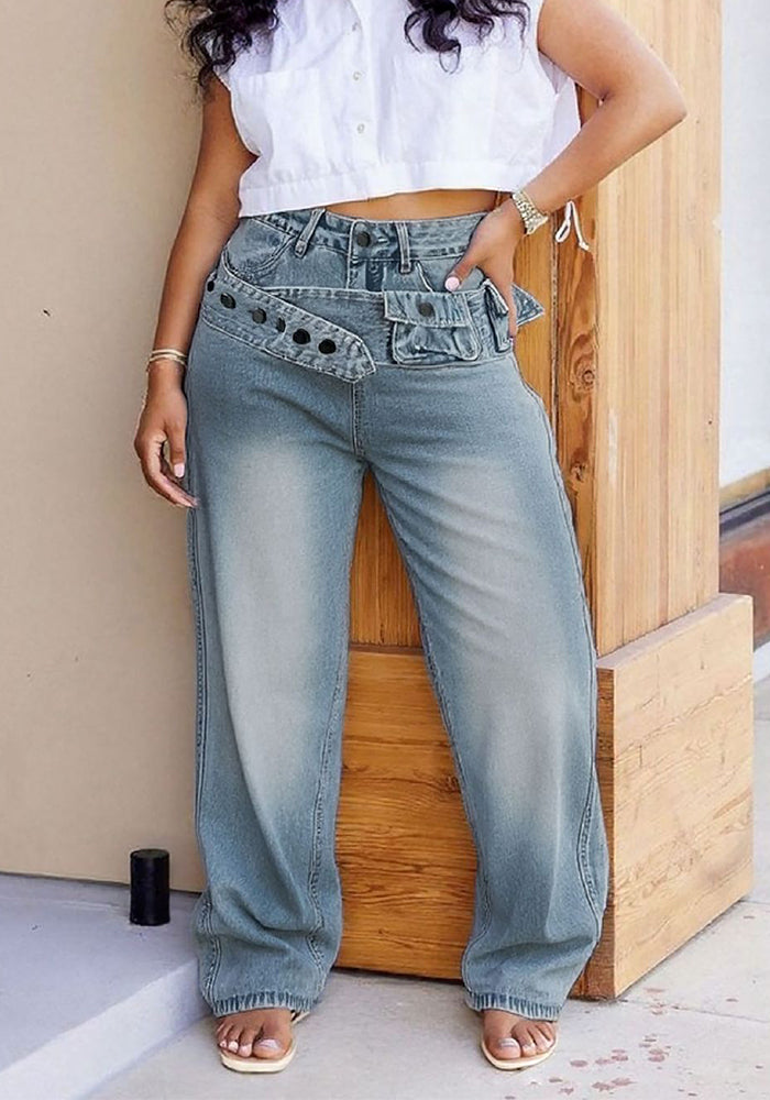 Detachable Denim Cargo Pants for Versatile Streetwear