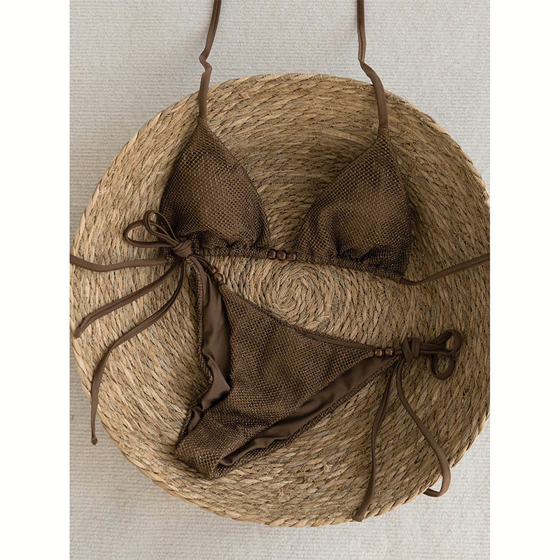 Lace-Up One-Piece Swimsuit for Holiday Beachwear