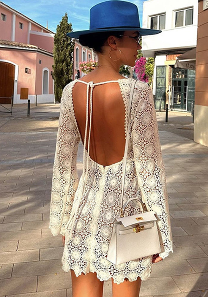 See-Through Backless Beach Cover-Up Holiday Dress