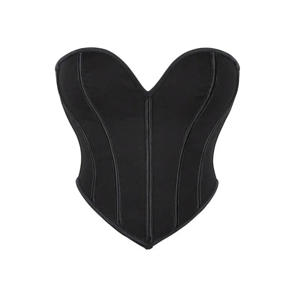 Women Heart Print Strapless Bodycon Mesh Off-Shoulder Shapewear Sexy Vest Top