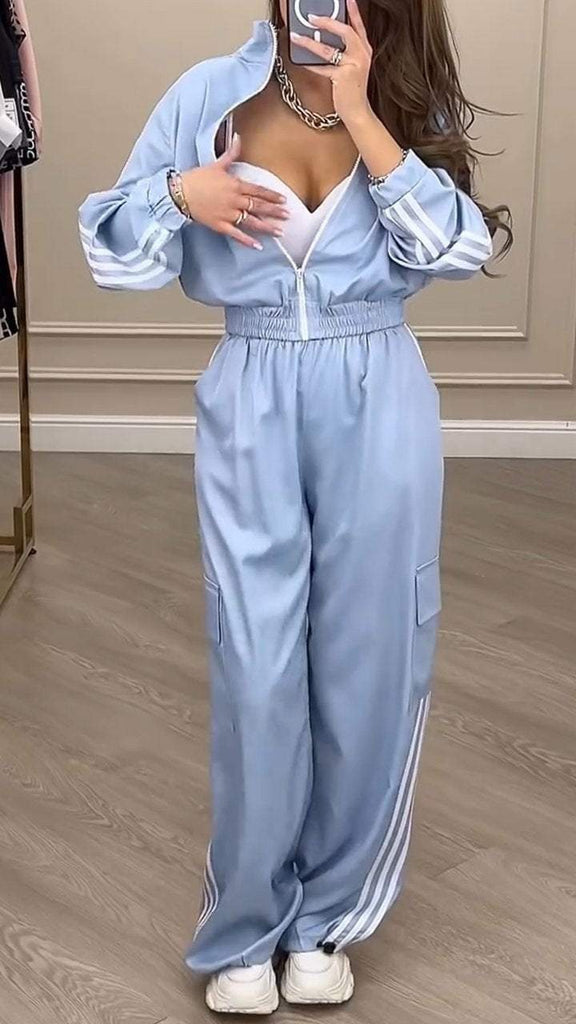 Women Long-sleeved Top and Pant Two-Piece Set