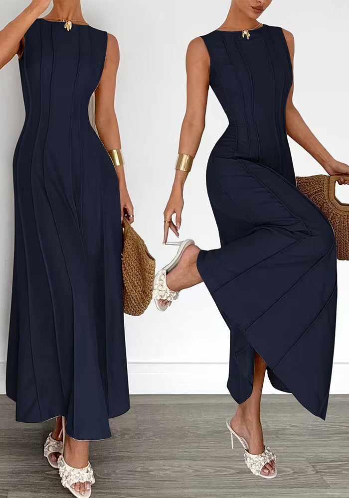 Sleeveless Ruched Elegant Long Dress for Summer Events