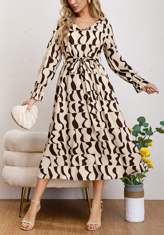 Summer Women Chic Printed Casual Midi Dress