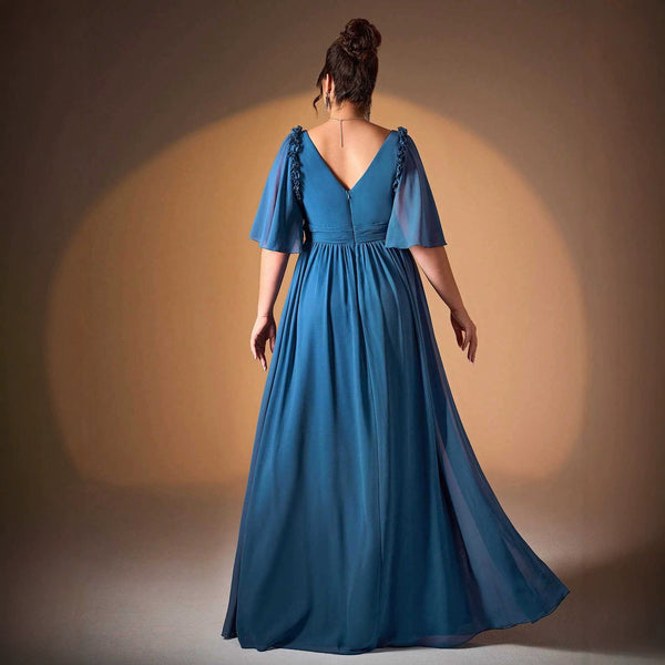 Plus Size Half Sleeve Slim Fit Formal Party Maxi Dress