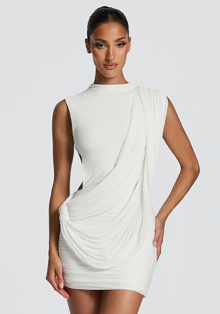 Sleeveless Irregular Ribbon Backless Dress for Summer Casual