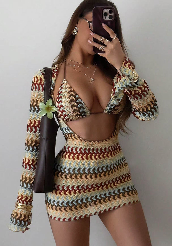 Low Back Bodycon Mini Cover-Up Dress for Beachwear