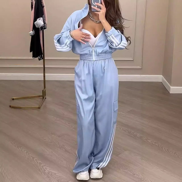 Women Long-sleeved Top and Pant Two-Piece Set