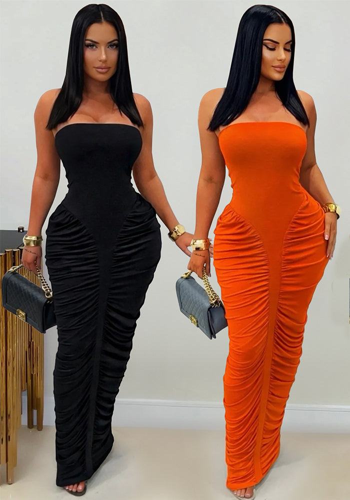 Strapless Ruffled Bodycon Dress for Evening Events