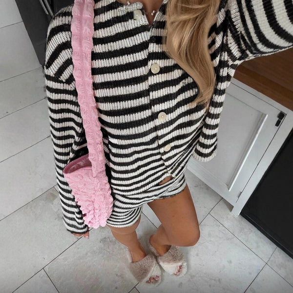 Striped Top and Shorts Two-Piece Set for Spring & Summer