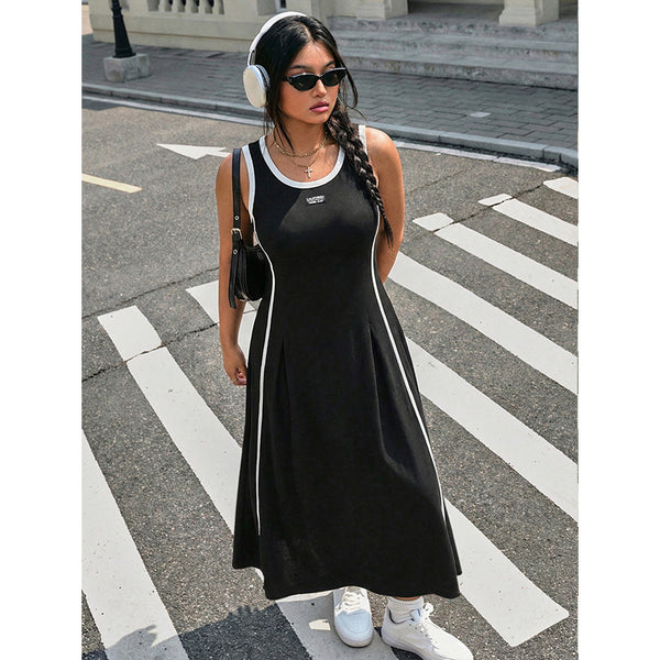 Plus Size Color Block Sporty A-Line Dress for Casual Wear