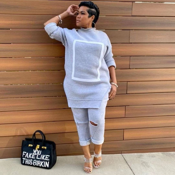 Fleece Hoodie & Pants Two-Piece Lounge Set for Winter