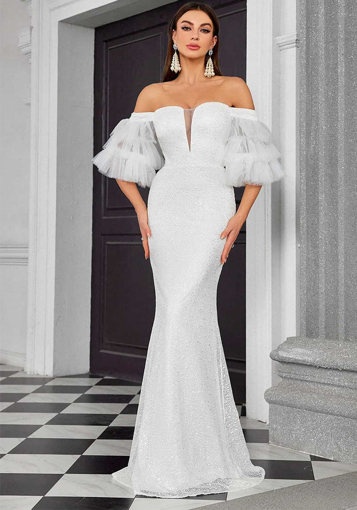 Women Formal Party Mermaid French Shawl Evening Dress