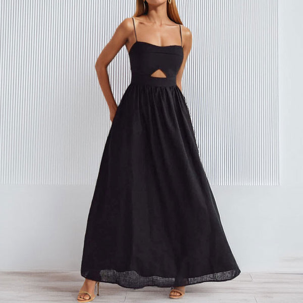 High Waist Strap A-Line Dress for Spring Outings