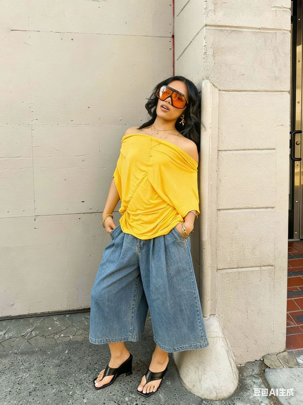 Loose Wide Leg Denim Cargo Pants for Casual Streetwear