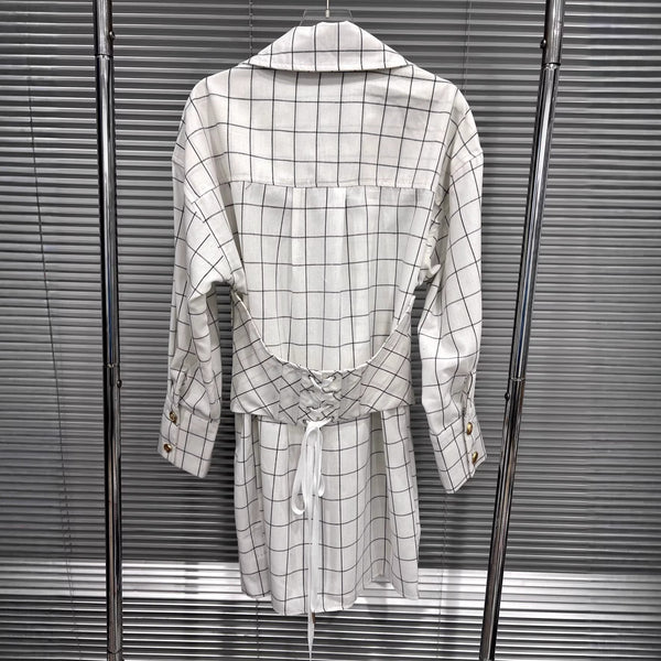 French Corset Waist Plaid Shirt Dress for Spring Casual